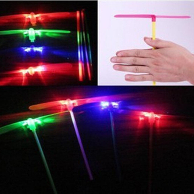 Light up Plastic glowing Bamboo Dragonfly Flying Saucer Disc Disk Sets Children Traditional Toy 10pcs kids toy funny gadgets