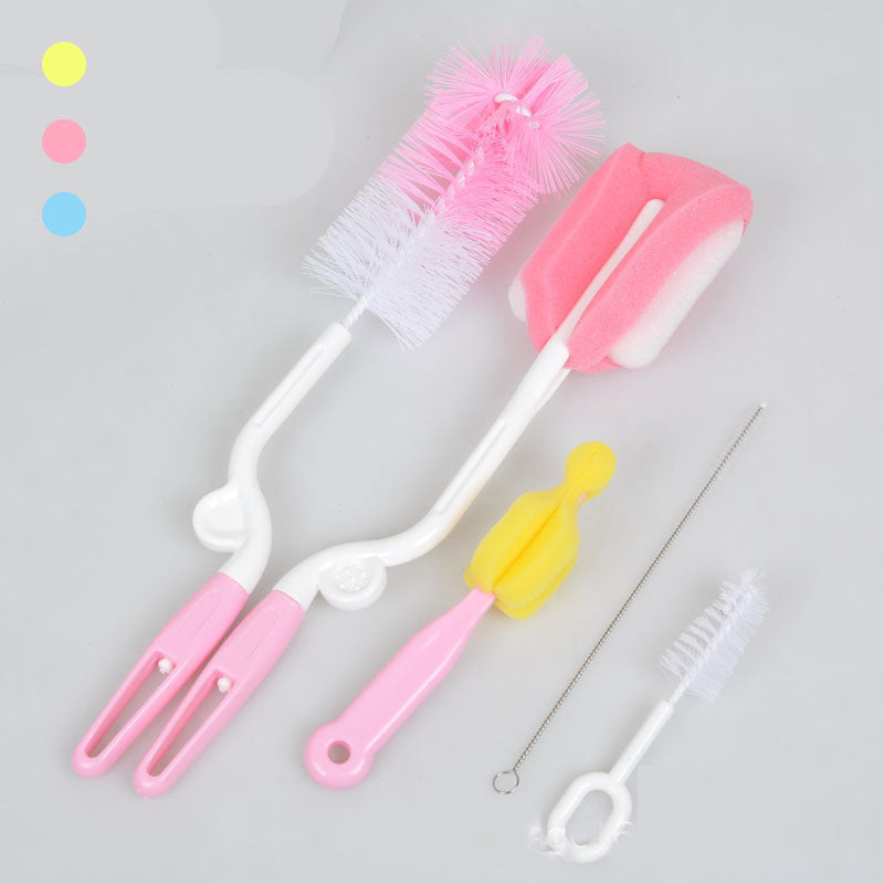 5pcs/set Multifunctional Sponge Cleaning Tool Cup Bottle Straw Brush Baby Feeding Nipple Brush Feeding Bottle Washing Cleaner