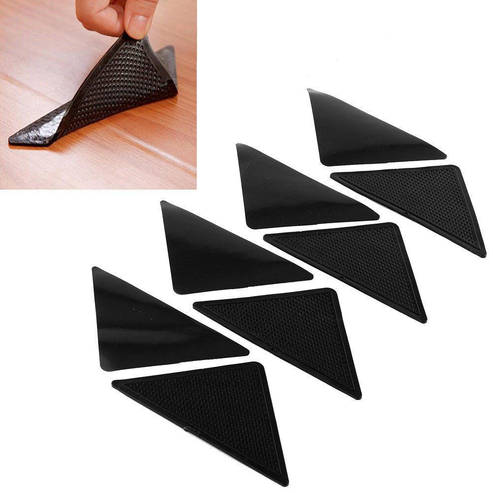 New 4pcs Ruggies Rug Carpet Mat Grippers Non Slip Grip Corners Pad Anti Skid Reusable Washable Silicone Useful