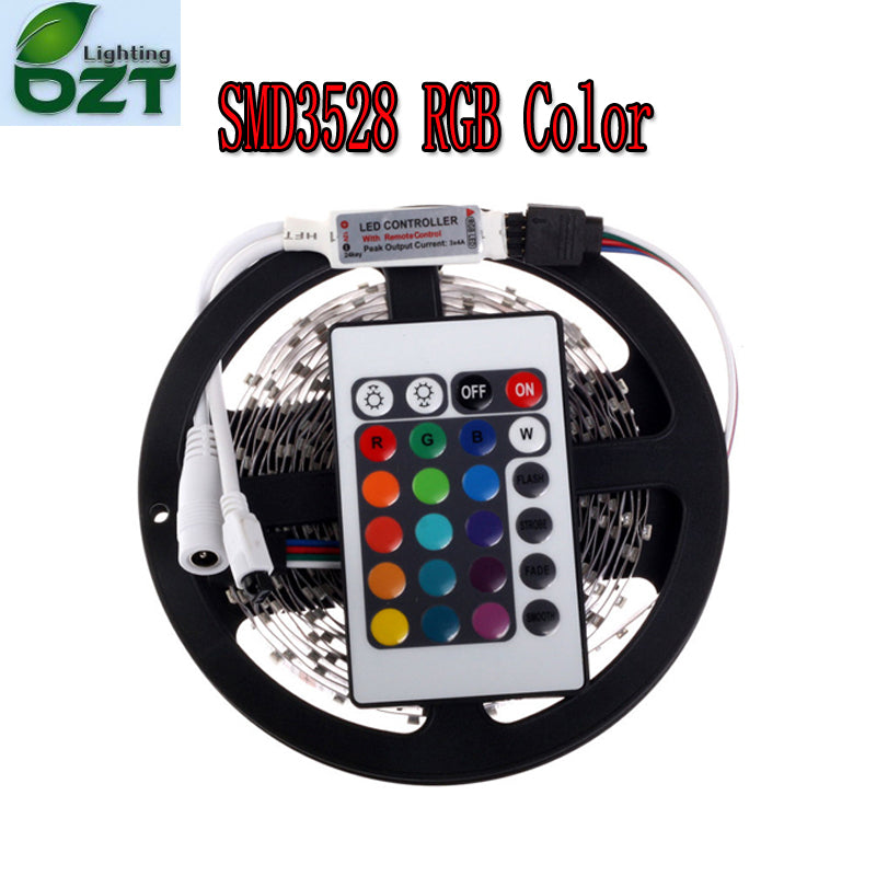 RGB LED Strip 5M 300Led 3528 SMD + 24Key IR Remote Controller Flexible Light Led Tape DC 12V Home Decoration Lamps