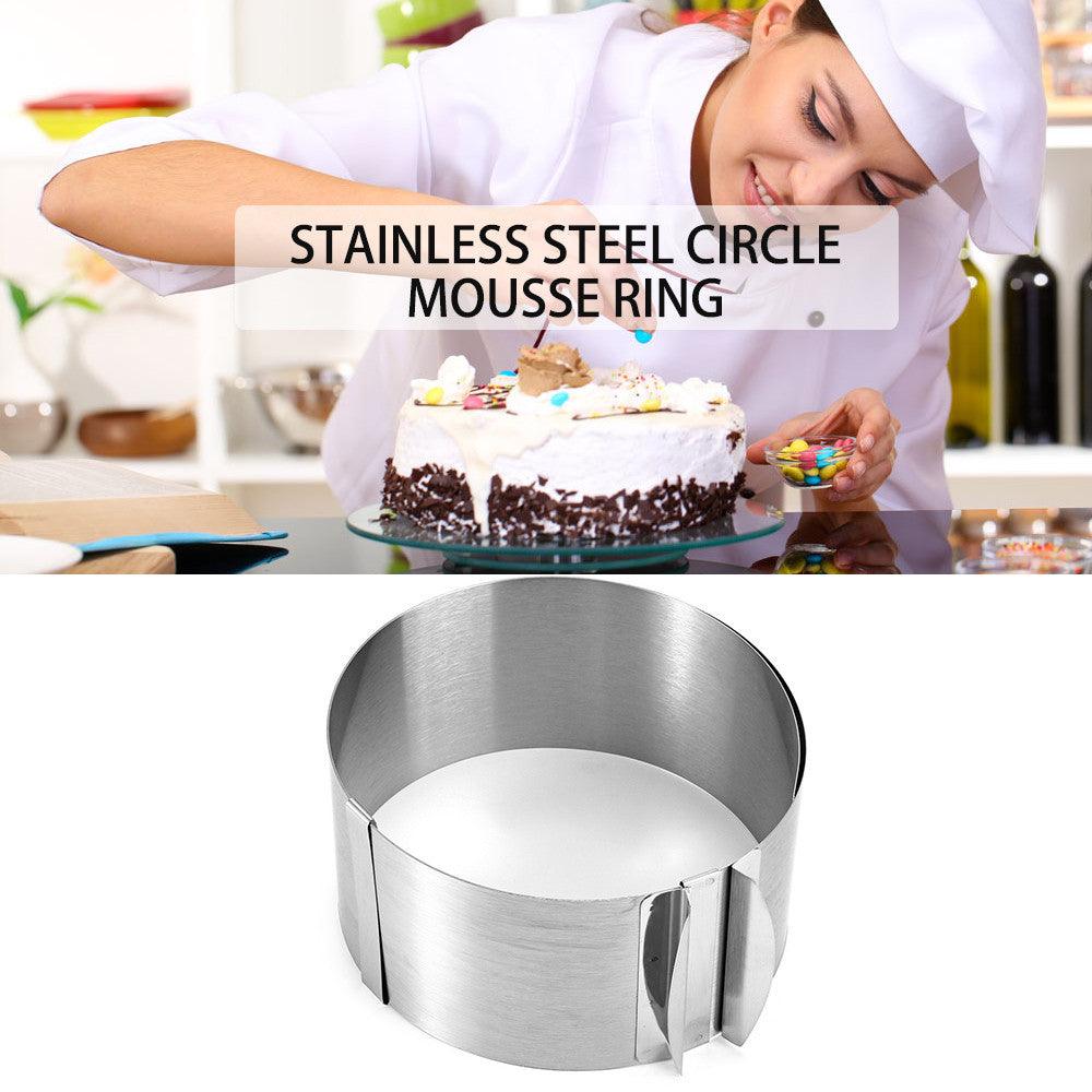 New Arrival Hot Sale Retractable Stainless Steel Circle Mousse Ring Baking Tool Set Cake Mould Mold Size Adjustable Bakeware