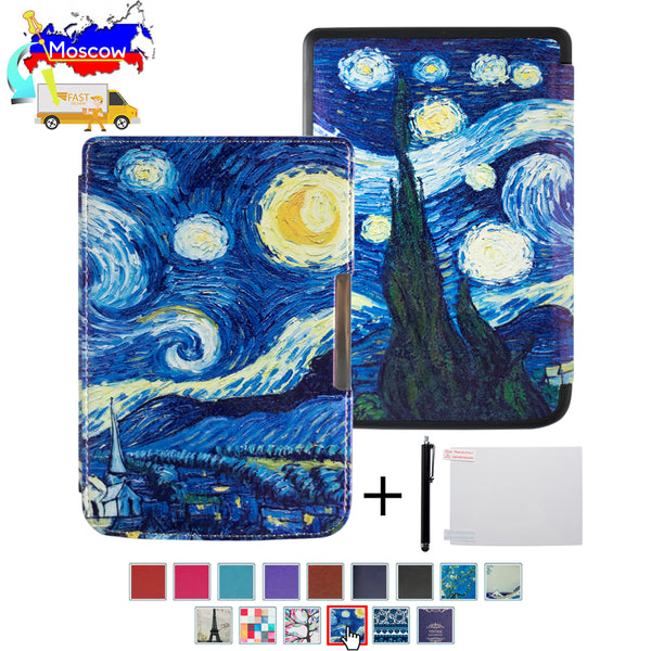 Silk printing book cover case for Pocketbook basic touch lux 2 614/624/626 pocketbook 626 plus ereader