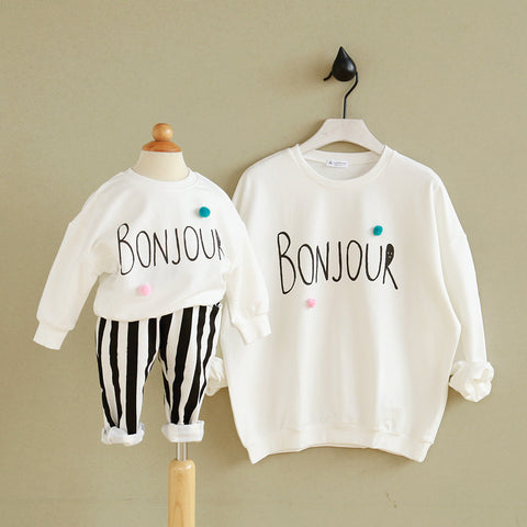 mother son outfits mother daughter matching family hoodies cartoon top jersey 2017 new mommy and me clothes animal free shipping