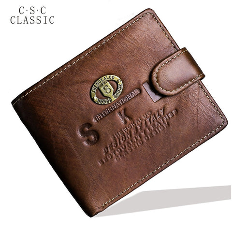 Retro Crazy Horse Brown Coffee Real Genuine Cowhide Leather Bifold Clutch Mens Wallet Coin Package Purse Pouch ID Card Dollar