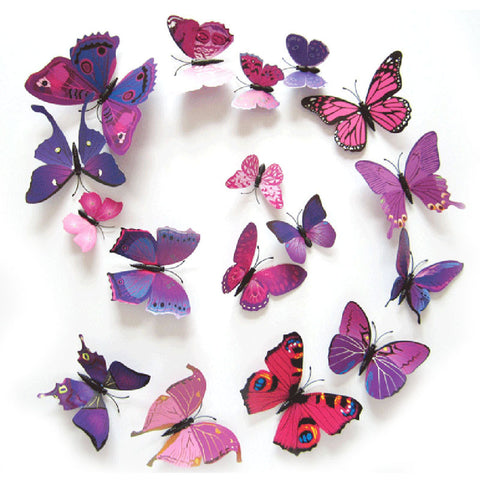 12pcs/lot  3D PVC Wall Stickers  Magnet Butterflies DIY Wall Sticker Home Decor Poster  Kids Rooms Wall Decoration