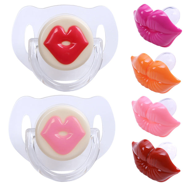 1PC Baby Red Lips Kisses Pacifiers Silicone Silicone Funny Nipple Joke Prank  Toddler Teeth Soothers Pacifiers