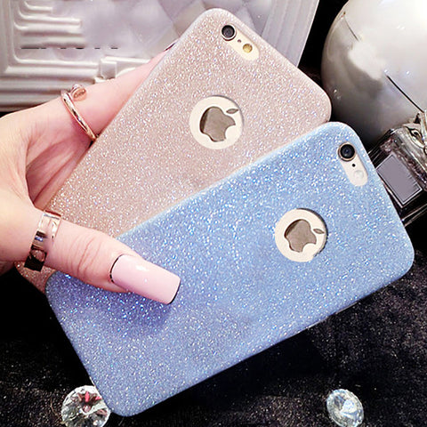 Hot Glitter Powder Ultra Thin Soft TPU Phone Back Cover Phone Case For iPhone 7 For iPhone 5 5S SE 6 6S 7 Plus YC1289