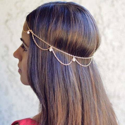 Women Headbands Indian Boho Trendy Bride Hair Hair Jewelry Decoration Metal Head Piece Wedding Head Chain Hair Jewelry T004