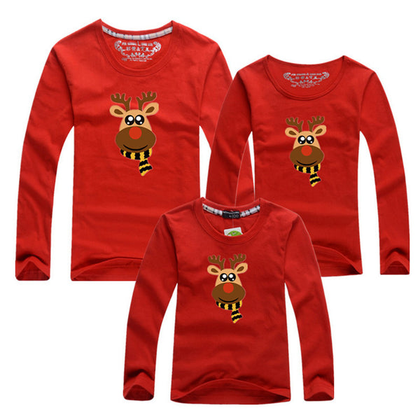New Family Matching Outfits 2016 Spring Autumn Christmas Deer Long Sleeve T-Shirt Mother Son Daughter Father Clothes Family Look