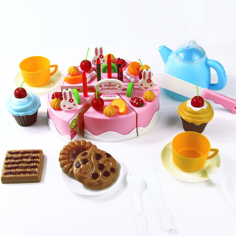 54pcs DIY Cutting Birthday Cake 5.5inch Pretend Play Kitchen Food Plastic Toy Children Kids Baby Early Educational Classic Toy