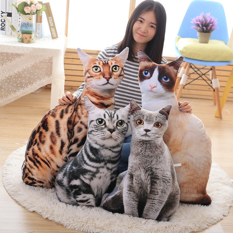 50/75cm Wholesale 2017 New Style Artificial Cat Plush Toys 3D Printing Cat Pillow Cushion Cloth Doll Birthday Gift baby