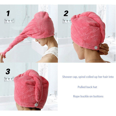 Bathroom Hair Hat Shower Hair Hat Dry Hair Hat Bath Hair Drying Microfiber Fabric Bath Cloth Towels Absorbent Towel