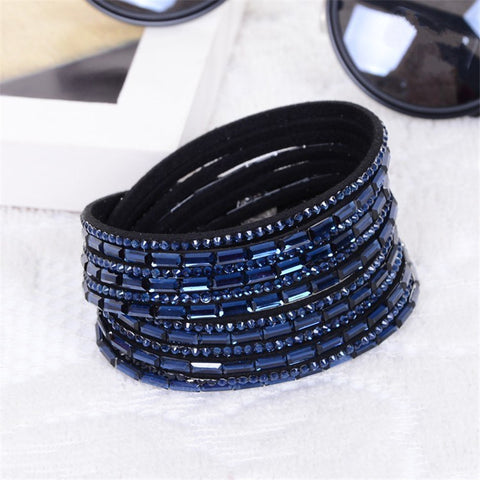 2016New Selling Fashion 12 Layer Leather Bracelet multicolor Charm Bracelets Bangles For Women Buttons Adjust Size Free Shipping