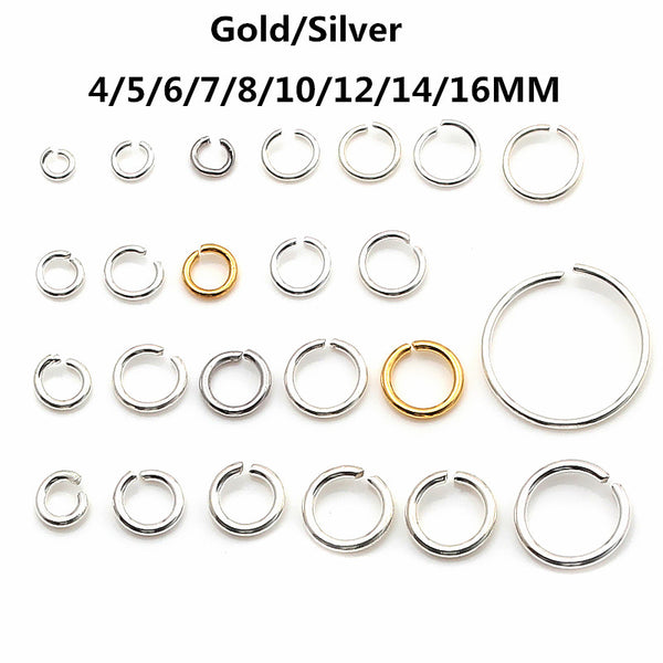 Gold Silver Link Loop  3 4 5 6 7 8 10 12 14 16 mm Open Jump Ring for DIY Jewelry Making Necklace Bracelet Findings Connector