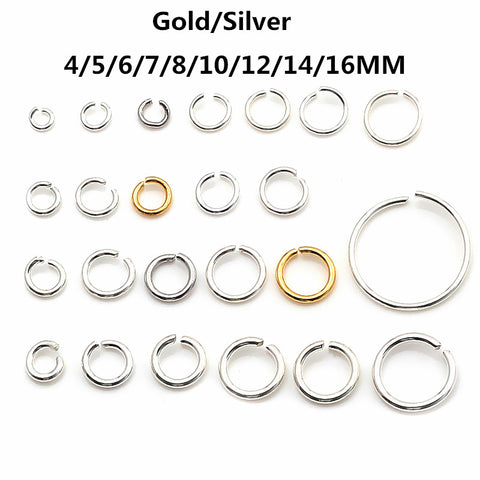 Gold Silver Link Loop  3 4 5 6 7 8 10 12 14 16 mm Open Jump Ring for DIY Jewelry Making Necklace Bracelet Findings Connector