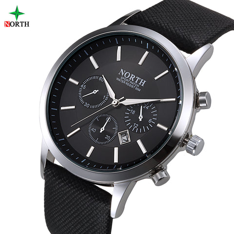 NORTH Men Watch Luxury Brand Fashion Male Wristwatch  30M Waterproof Sport Watch Casual Genuine Leather Quartz Business Watches