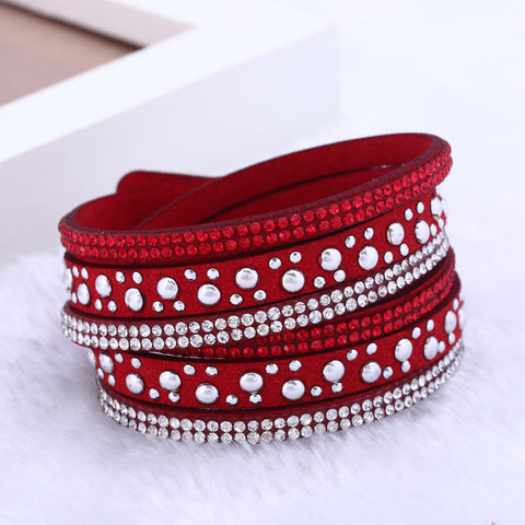 2016  New foreign Aliexpress sell fashion and personality, selling leather  hot drilling and multilayer bracelet