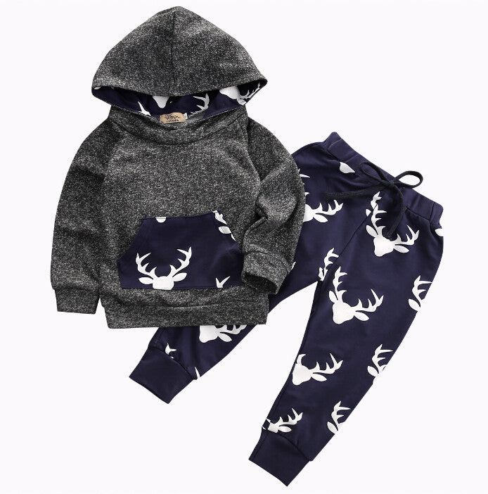 Baby Boys Girls Clothes Set Warm Outfits Deer Tops Hoodie Top + Pant Leggings Cute Animals Kids Baby Clothes