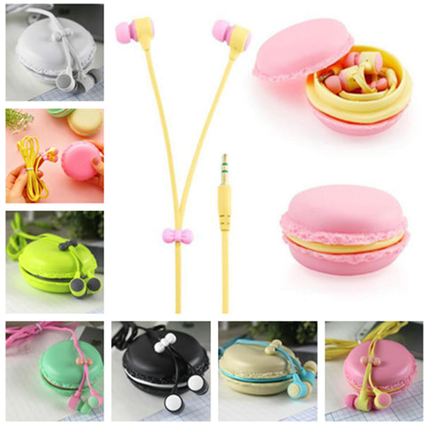 2015 bests macaroon Earphones 3.5mm in-ear earphone with macaroon case&Mic for Xiaomi Samsung Sony Apple iphone phone