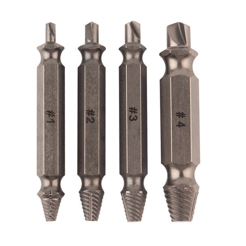 4pcs/set Screw Extractor Drill Bits Guide Set Removal Broken Damaged Screw Bolt Out Wood Bolt Stud Remover Tool Kit 1/2/ 3/ 4#