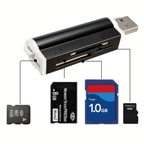 NEW SY-662 USB 2.0 All in 1 Multi Memory Card Reader For TF Micro SD MMC SDHC M2 Memory Stick MS Duo RS-MMC + Retail Package