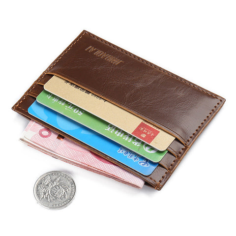 Fashion Vintage Retro Texture Mini ID Holders Business Credit Card Holder PU Leather Slim Bank Case Purse Wallet Free Shipping