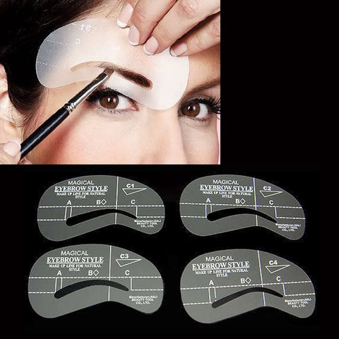 4 Styles Grooming Brow Painted Model Stencil Kit Shaping DIY Beauty Eyebrow Stencil Make Up Eyebrows Styling Tool