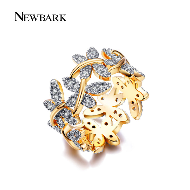 NEWBARK Elegant Flower Rings Composed Of 10 Butterflies Paved Tiny CZ Stone Fashion Rings For Women Perfect Accessories Jewelry