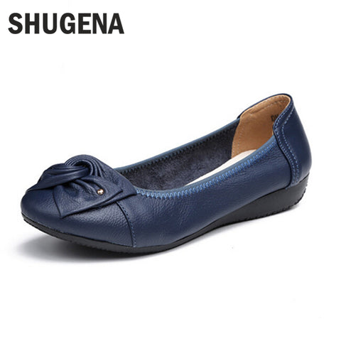 Handmade genuine leather ballet flat shoes women female casual shoes women flats shoes slip on leather car-styling flat shoes