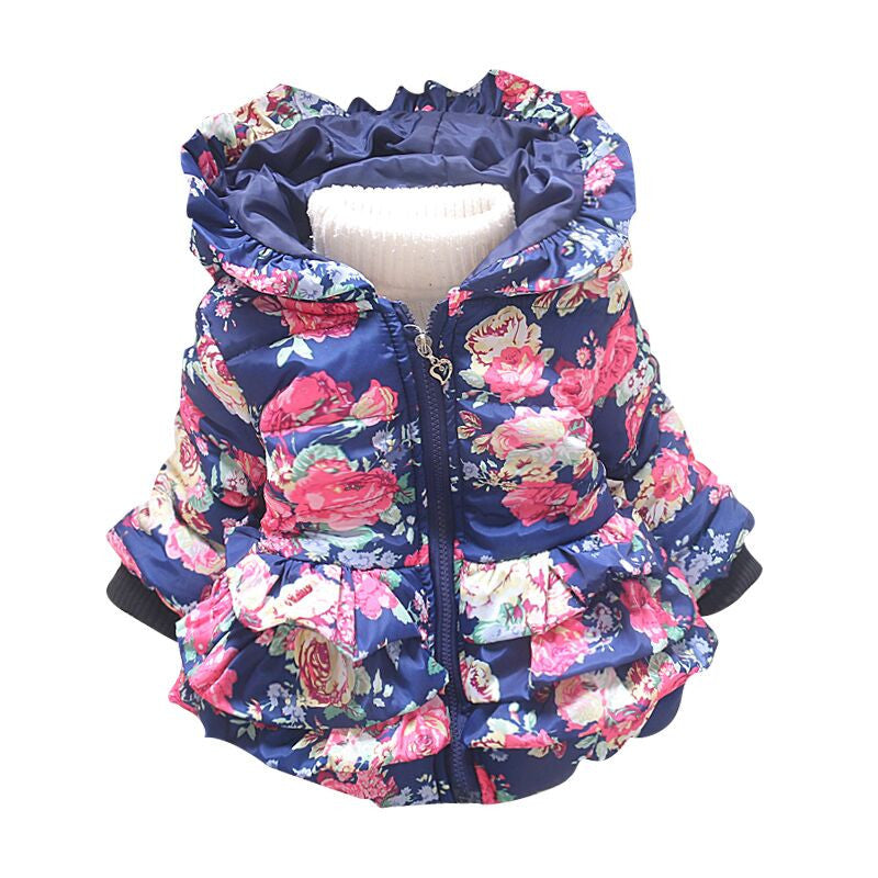 New baby girl's flower jacket coats girl outerwear autumn Winter Children's clothing children outerwear Hooded Jacket
