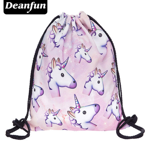 Deanfun 3D Printing Backpack Unicorn Pattern Women Drawstring Bag SKD90