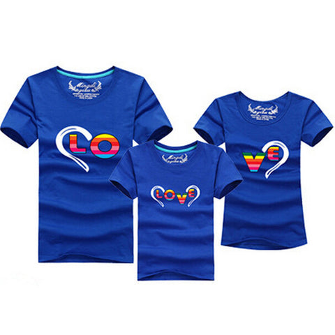 1pc 2016 Fashion Family Matching Outfits Heart-shaped T-shirt 12 Colors Korean family clothes mother father daughter Son clothes