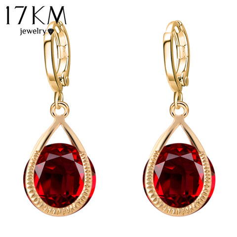 17KM  Long Crystal Water Drop Earrings Brincos Boucle Oreille Gold Color And Silver Color Earrings For Women Accessories