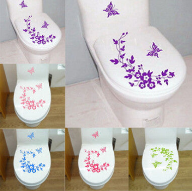 Free Shipping New Butterfly Flower vine bathroom wall stickers home decoration wall decals for toilet decorative sticker