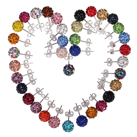 10 Color 8 MM Shamballa Earrings Micro Disco Ball Shamballa Round CZ Stud Earrings For Women Girls Fashion Jewelry Wholesale
