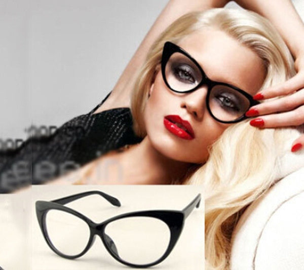 Brand New Designer Cat Eye Glasses Retro Fashion Black Women Glasses Frame Clear Lens Vintage Eyewear