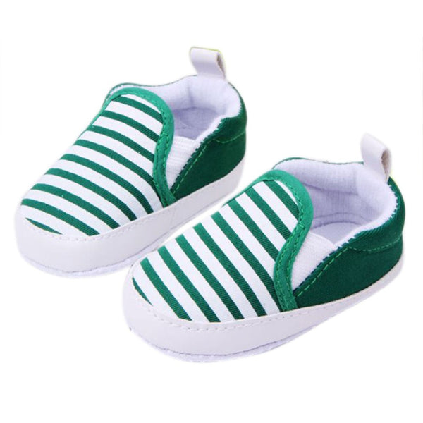 3-12M Kids Baby Boys Girls Stripes Anti-Slip Sneakers Soft Bottom Shoes First Walkers