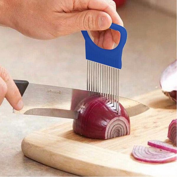 Multifunction Stainless Steel Onion Tomato Vegetable Slicer Cutting Aid Guide Holder Slicing Cutter Gadget Kitchen Tools