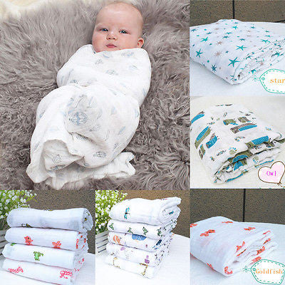 120*120CM Multifunctional Muslin Cotton 100% Soft Newborn Baby Bath Towel Swaddle Blankets Multi Designs Functions Baby Wrap