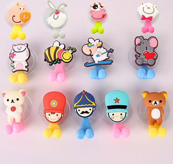 1 pc 2016 New Arrival cute Cartoon sucker toothbrush holder suction hooks bathroom set accessories Eco-Friendly