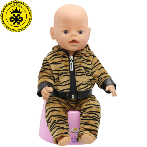 Tiger Jackets and Pants Suit Dress Doll Clothes fit 43cm Baby Born Zapf Doll Clothes and 17inch Doll Accessories Handmade 186