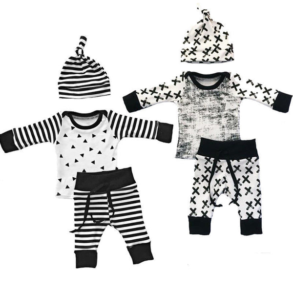 Baby Boys Clothing 3pcs Outfits Set Newborn Toddler Infant Kids Baby Boy Clothes T-shirt Tops Pants Hat