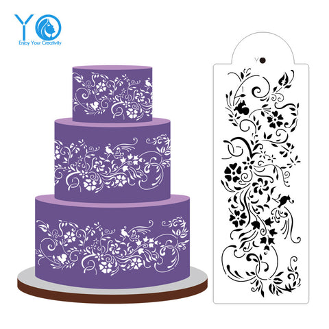 Pastoralism Bird And Decorative Flowers Cakes And Cupcakes Stencil Baking Mold Fondant Cake Decorating Tools Bakeware