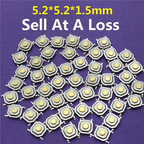50pcs/lot 5.2*5.2*1.5mm 4 PIN SMT G66 Metal Tactile Push Button Switch Tact Switch Great Quality Free Shipping