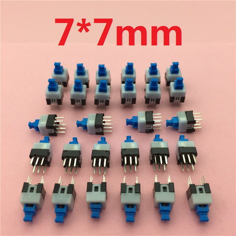 30pcs/lot Square 7x7x12mm 6 Pin DPDT Mini Push Button Self-locking Switch G64 Multimeter Switch Free Shipping