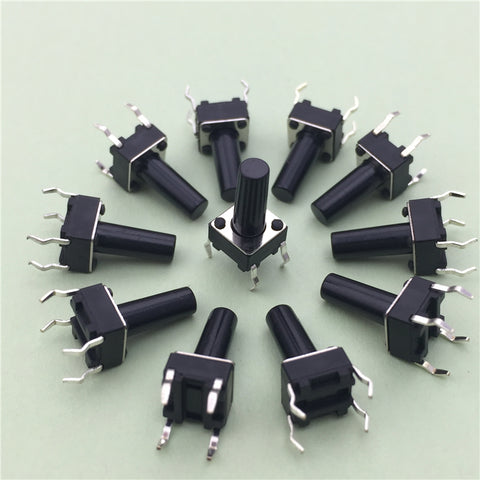 50pcs/lot  6x6x12MM 4PIN G95 Tactile Tact Push Button Micro Switch Direct Self-Reset DIP Top Copper Russia
