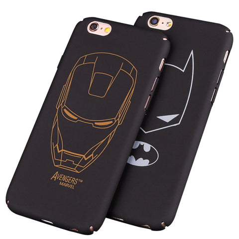 Black hard PC plastic Ultra-thin matte surface batman Phone Case Cover For Apple  iPhone 7 5 5S SE 6 6S 6 plus iron Maniron Man