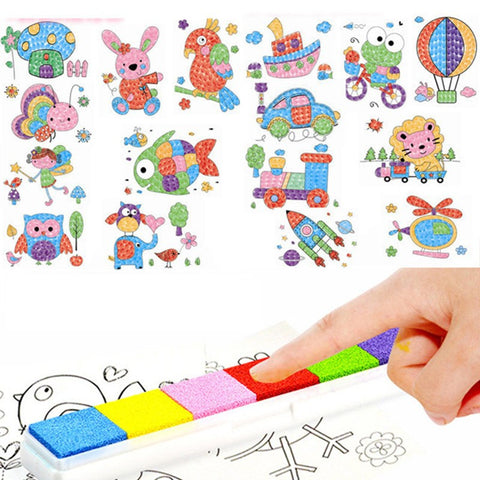 Hot Sale DIY 8Pcs Cartoon Kid Finger Painting Craft Set Children Colorful Fingerpaint Drawing Education Learning Picture Toy