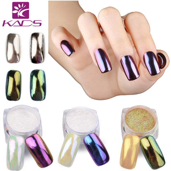 KADS 1g/Box Gold Sliver Nail Glitter Powder Shinning Nail Art DIY Chrome Pigment Glitters Nail Art Chrome Pigment Glitters Dust