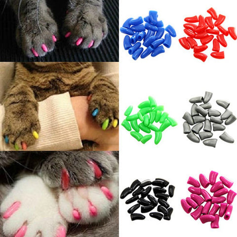 Hot 20PCS Dog Cat Nail Covers Pet Claw Paws Caps Adhesive Glue Animal Protection